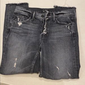 Mother black distressed Capri jeans.  Size 25